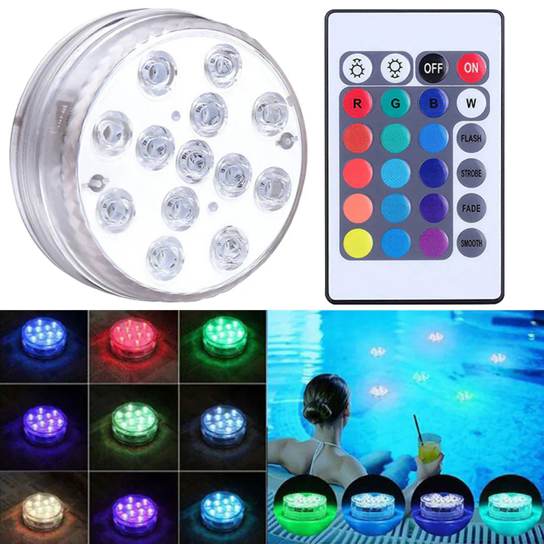 🔥 LIQUIDACIÓN DE STOCK: KIT DE ILUMINACIÓN RGB PARA PISCINAS - CON CONTROL REMOTO INALÁMBRICO